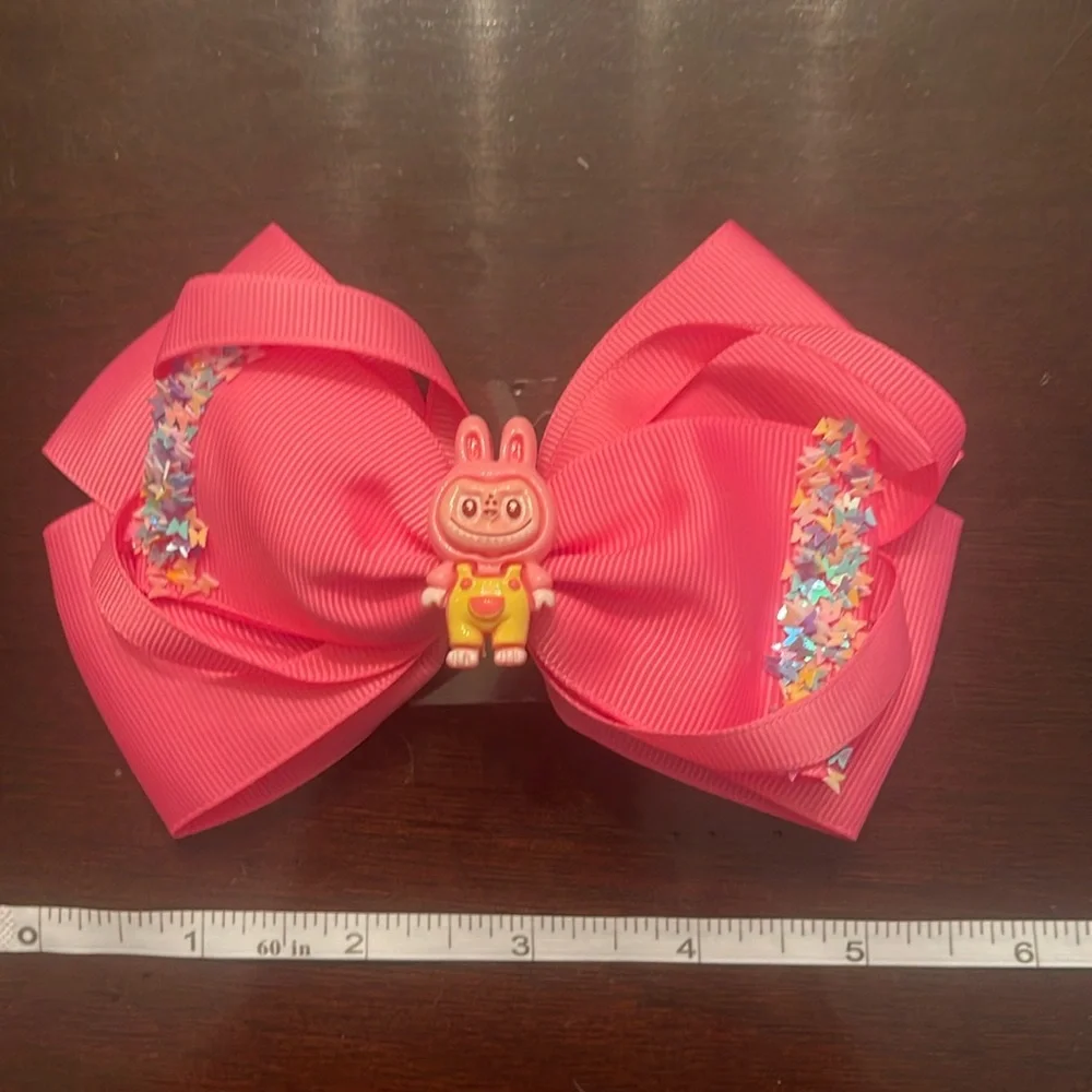Pink Hair Bow labubu monster Charm butterfly glitter Accents new